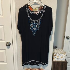 Philosophy Black and Blue Embellished Tunic Top